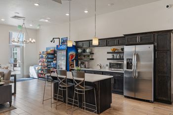 Kitchen with double door fridge